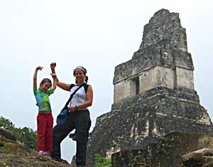 Guatemala: From the Pyramids to Panajachel 1 Alina and Donna at the top of a Tikal pyramid in Guatemala.
