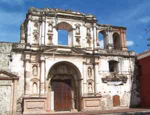 The remains of a historic church in Antigua in Guatemala.