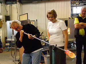A Railway Tour of Sweden and Finland 5 Kent blowing glass at Kosta Boda
