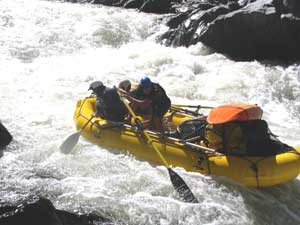 The author and river guide Sergio Cabado mistakenly enter an eddy.