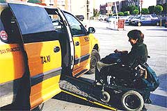Ramped taxis or Ubers are widely available in San Francisco.