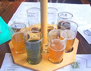 The sample wheel of Pivovarsky Dum’s creative micro-beers