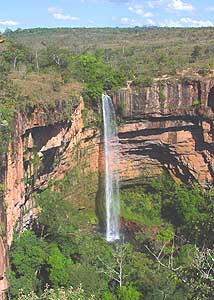 The Bride's Veil, a waterfall in the Chapada National Park in Brazil