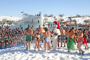 Winter bath in the snow, a Quebec City tradition.