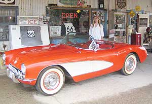 Route 66: The Main Street of America 11 Connie at the Hackberry General Store with a Corvette Stingray just like the one in the television series