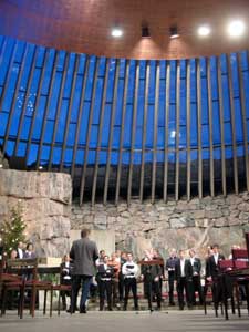 Helsinki Rock church built out of solid rock and covered with a concave copper roof