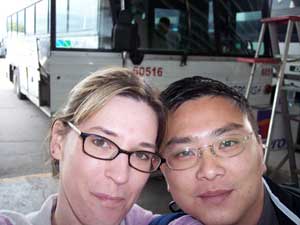 The author and her husband board an ABC bus in Tijuana to Ensenada, Mexico. 