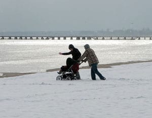 Poland's Sopot Spa: The Pearl of the Baltic Sea 7 A young family challenging frosty weather on Sopot beach
