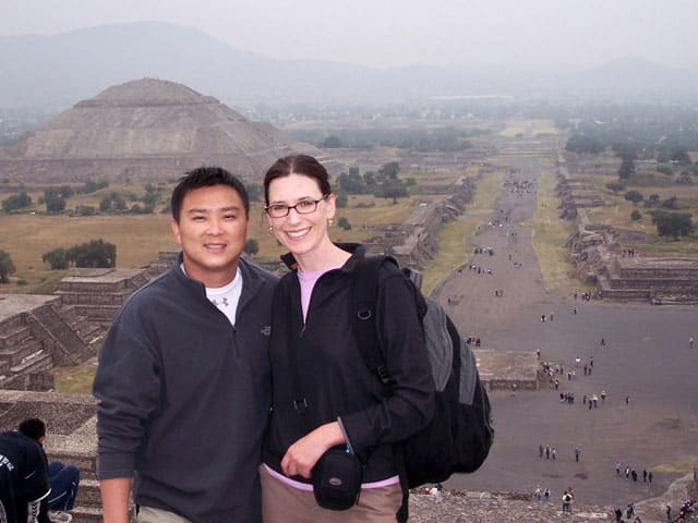 Kelly Westhoff and Quang Nystrom in Teotihuacan, Mexico.