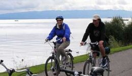 Biking the shores of Lake Constance in Switzerland.