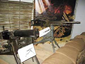 A reconstructed French machine gun position (note woven willow in the background) in the Verdun Memorial, a remembrance site that gives a detailed picture of the battle of Verdun