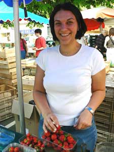 A strawberry vendor in Tours, France