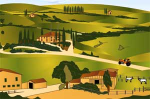 Italy: Learning the Secrets of Tuscan Cuisine 2 An artist's rendering of the Villa Pandolfini in Tuscany