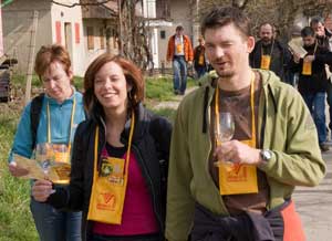 People enjoying a wine tasting in the Czech Republic
