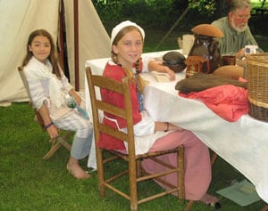 Children at the 'Tea and Revolution' history workshop at Historic Deerfield