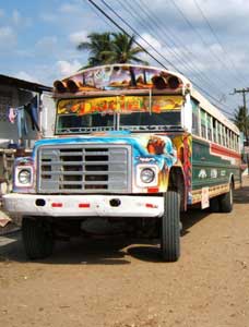 Tales of Travel in Panama Without a Car 3 One of the diablos rojos that constitute the principle form of transportation in Panama