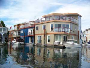 Floating houses in Victoria Harbour