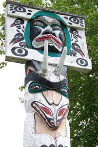 One of 26 totem poles in Duncan, Vancouver Island