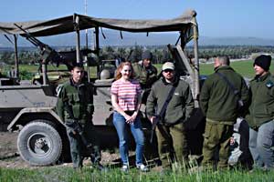 With IDF soldiers at the Jordan border