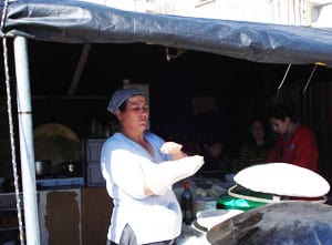 A Druze woman in Majdal Shams makes lafa.