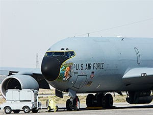 A US plane at Bishek Airport