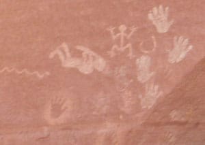You can see an early Kokopelli (the flute player) in these Anasazi petroglyphs.