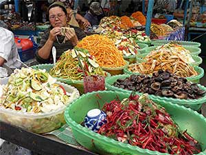 The salad lady at a market in Kyrgyzstan