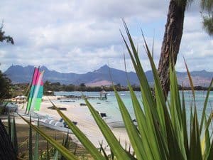 The beach in Mauritius, off the coast of Africa.