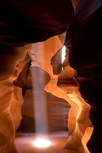Antelope Canyon light beam - Photo courtesy of the Page Tourism Board