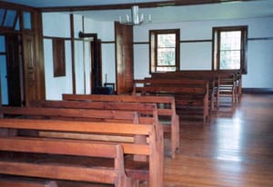 Shaker men and women lived apart, but worshipped in the same room, at the same time, but they didn't mingle. One side of the room was for men and a "mirror image" of benches on the opposite side of the room was for women. Photos by Richard Bauman