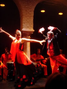 In red for the final dance