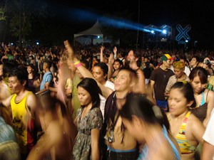 Loving the tunes: more than 9000 people were on hand for the opening night of the Rainforest World Music Festival in Sarawak. 