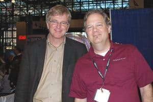 Rick Steves and Max Hartshorne at the NY Times Travel Show in February 2009.