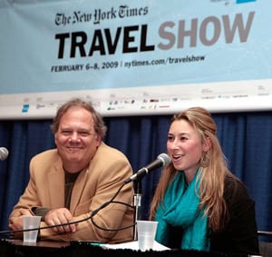 Max Hartshorne and Julia Dimon at the NY Times Travel Show's Travel Writing Seminar.