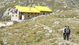 Approaching the Hut Pontese at about 3000 meters up in the Italian Alps.