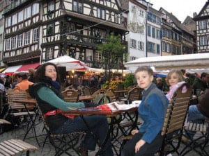 Typical cafe in historic Strasbourg