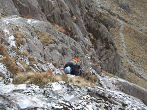 North Wales: Dazzling Mountains and Spas 3 A climber scaling the icy cliffs of Cwm Idwal (photo by Abbey Stirling)