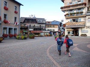 Walking the cobblestone streets of Megeve, France