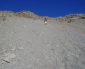 Scree sliding from the summit