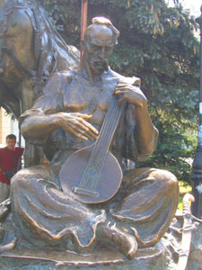 Ukraine: A Three-Day Adventure in Sunny Kiev 3 A statue of a cossack playing a pandora, a Ukrainian stringed instrument