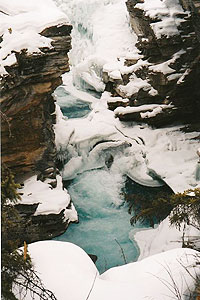 Jasper, Alberta: Winter Fun with the Girls 6 Rocks and ice at Athabasca Falls