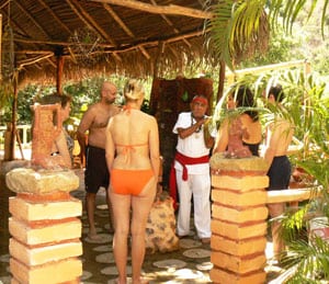 Puerto Vallarta, Mexico: Plenty of Peace and Quiet 5 Standing in front of Abuelo Fuego (Grandfather Fire) as part of the traditional Aztec Temazcal Ritual