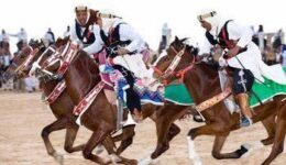 A horse race at the Douz Fest in Tunisia