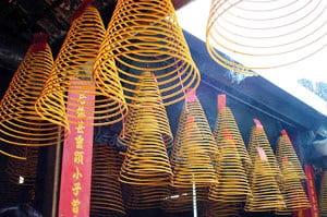 Macau, China: Contradictions and Tiny Miracles 7 Incense coils at the A-Ma Temple