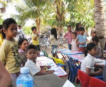 Children getting settled before class