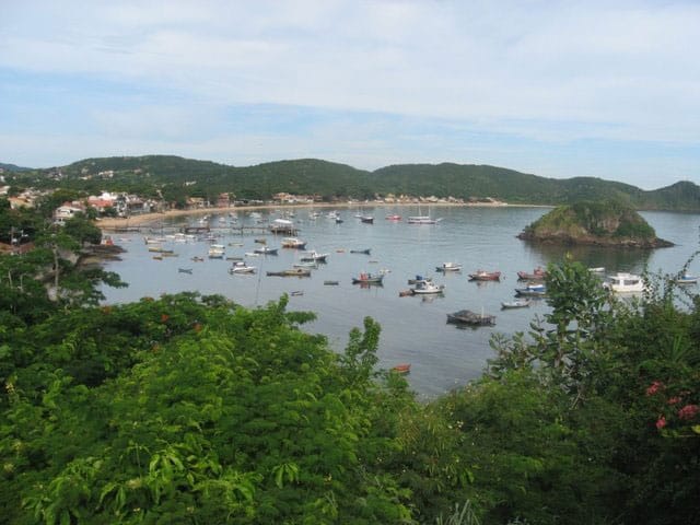 Buzios harbor from the rooftop deck of Abracadabra Pousada - photos by Richard Frisbie.