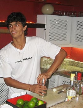 Jacob at Abracadabra making the best caipirinhas in Buzios.