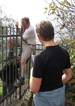 The Phourni Cemetery in Crete 2 Climbing the fence in Crete