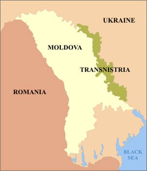 Transnistria has its own army and its own currency, but it is not recognized by most mapmakers.