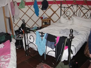 A Yurt Holiday on the Isle of Wight: Cheap and Cheerful 4 Bed and places for clothing in the yurt.